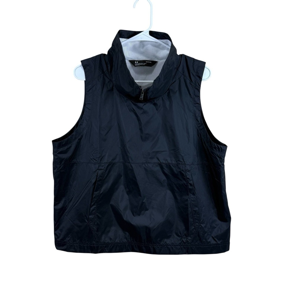 Under Armour  Womens Vest Wind‎ Breaker Black L Pocket Neck Zip Collar NWT